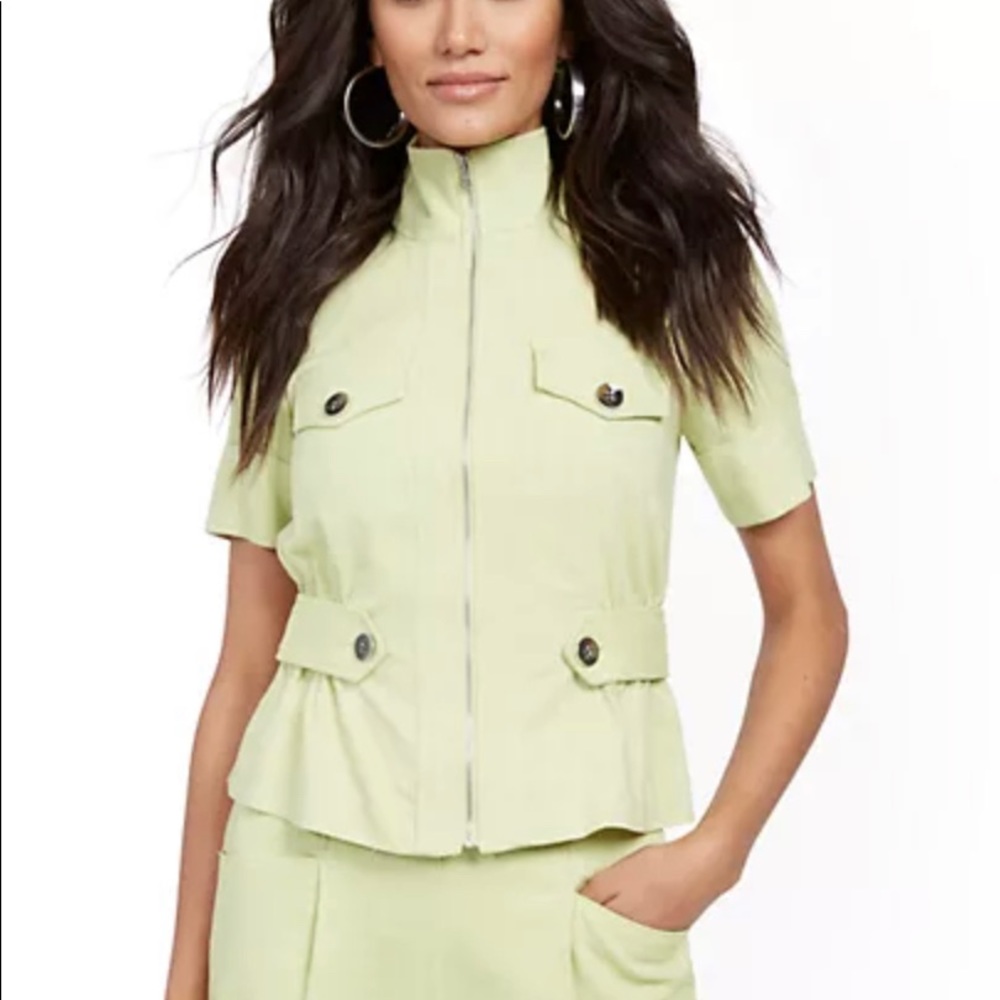 NWT NY & Company Linen Blend Safari Jacket in WHITE